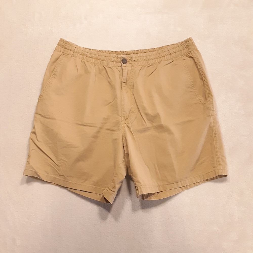 Scandia Woods Mens Drawstring Jogger Shorts Large 6" Inseam Khaki Elastic Waist - Picture 1 of 8